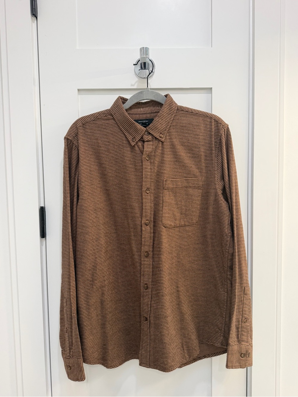 Banana Republic Men's Brown Micro-Check Button-Down Shirt